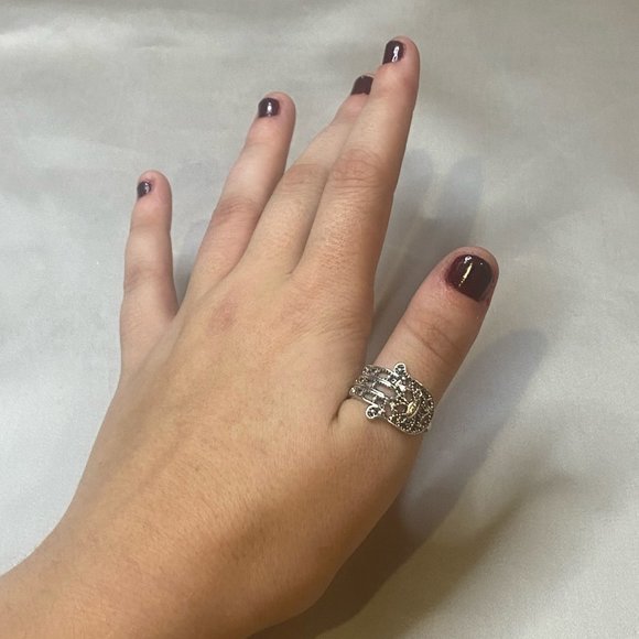 Spiritual Silver Boho Hand Ring Stackable Alternative Ring Goth Grunge Punk - Picture 9 of 9